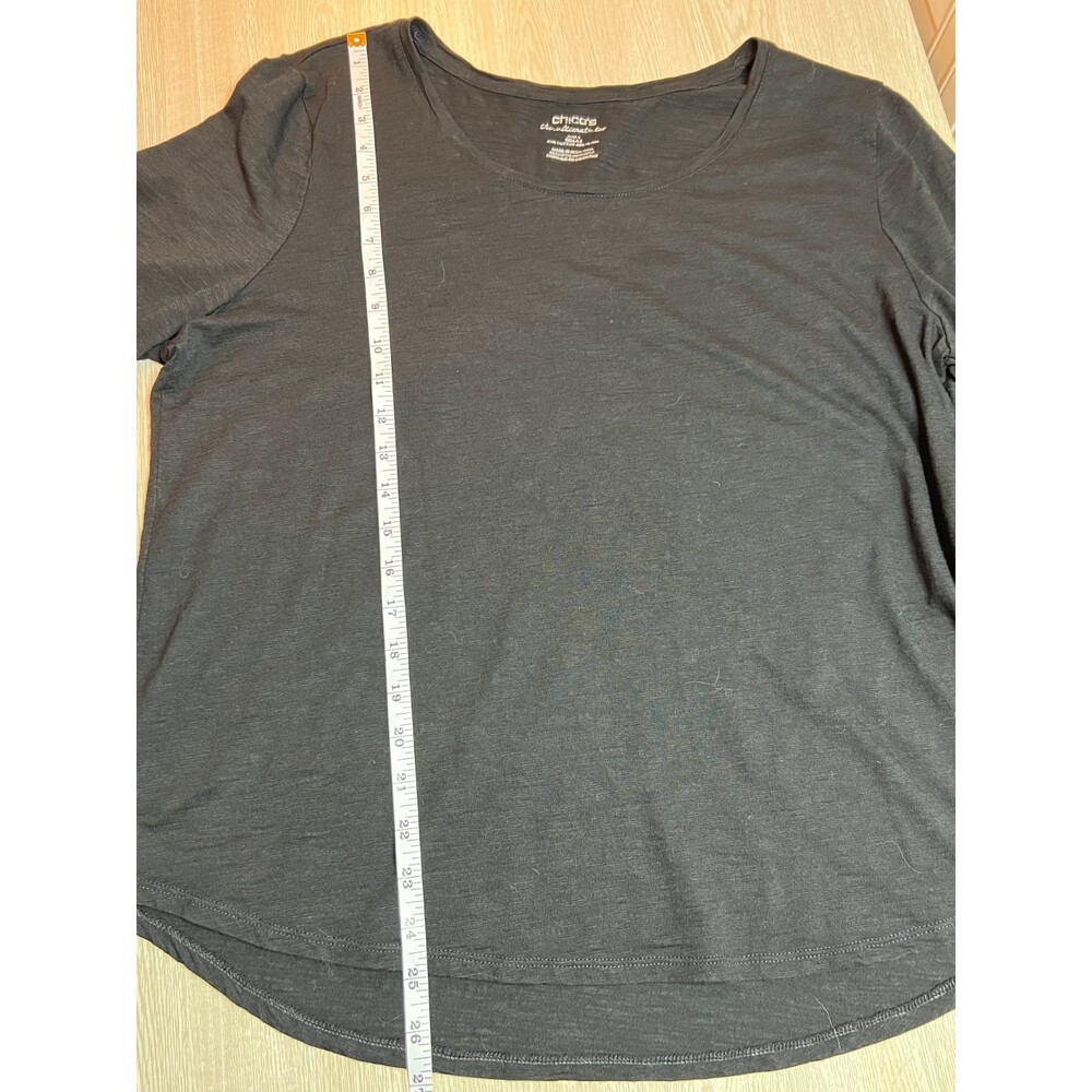 Chico's Blouse Women's XL Black Round Neck Long Roll Tab Sleeve - Picture 10 of 12